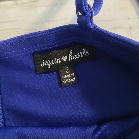 SEQUIN HEARTS Blue Short Fit and Flare Party Dress Juniors Small Hoco Dance NEW - Picture 4 of 8